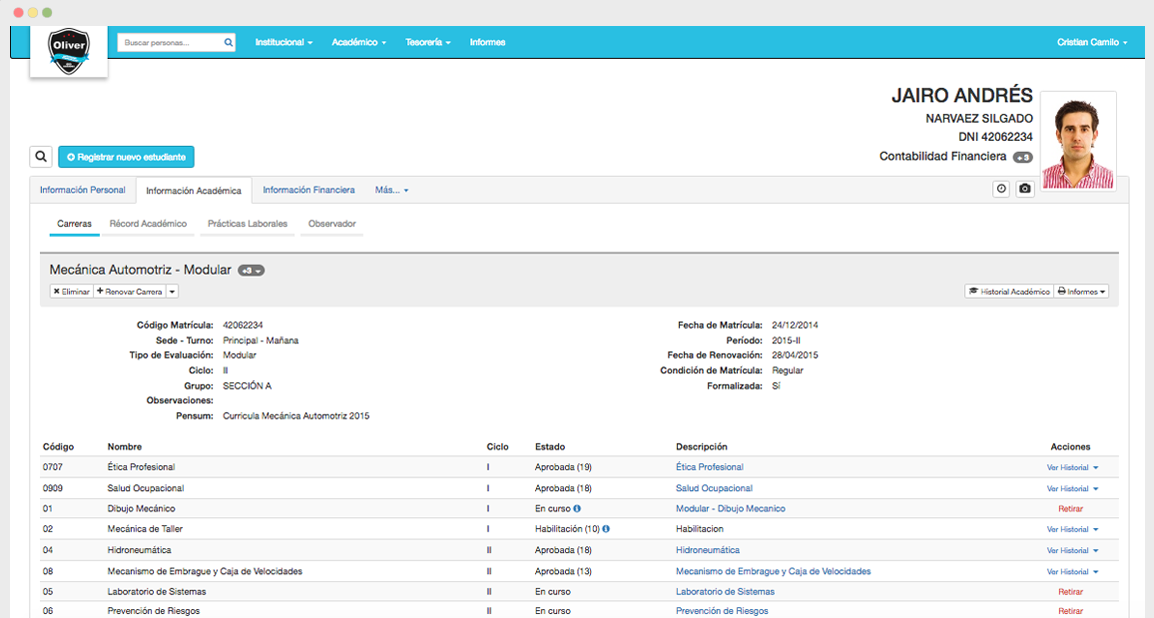 Registro estudiantes